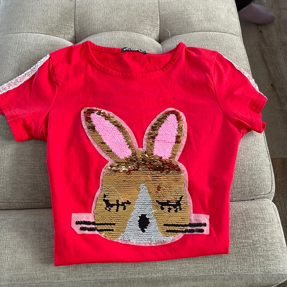 Girls’ flip sequins bunny shirt